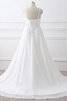 Robe de mariée de traîne courte attrayant cordon avec perles romantique - 2
