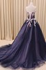 Paillettenbesetztes Tüll Paillette bodenlanges Quinceanera Kleid mit Applike mit Bordüre - 2