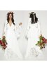 Robe de mariée charmeuse vintage au bord de la mer en chiffon col en v foncé - 3