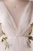 Bateau Natürliche Taile Süß Bodenlanges Brautkleid aus Tüll - 4