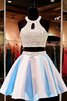 Moderno Vestido de 15 años de Corte-A en Satén de Escote halter de Cremallera - 1