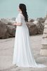 Romántico Vestido de Novia en Gasa de Playa de Encaje Adorno - 2