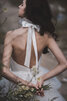 Leuchtenden Reißverschluss Romantisches Wadenlanges Brautkleid mit Schmetterlingsknoten - 5