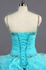 Herz-Ausschnitt gesticktes Spitze langes Quinceanera Kleid mit Rüschen mit Bordüre - 4
