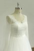 Zickzack Ausschnitt Sweep Zug Perlenbesetztes luxus Brautkleid mit Bordüre mit Schleife - 3