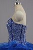 Ärmelloses normale Taille Organza Perlenbesetztes langes Quinceanera Kleid mit Bordüre - 5