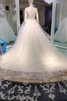 Lange Ärmeln Kathedral Schleppe luxus romantisches Brautkleid mit Applike mit Bordüre - 1