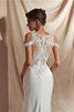 Robe de mariée de sirène joli asymétrique en dentelle romantique - 5