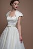 Schaufel-Ausschnitt Vintage A-Line schlichtes Brautkleid mit Gürtel aus Satin - 8