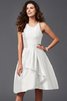Natürliche Taile Schaufel-Ausschnitt Kurzes Brautjungfernkleid aus Taft mit Rüschen - 16