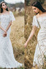 Spitze Zart Natürliche Taile Romantisches Brautkleid mit Reißverschluss - 1