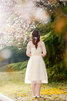 Garten Auffällig Satin Brautkleid aus Tüll mit Rücken Schnürung - 2