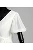 Chiffon kurze Ärmeln romantisches stilvolles glamouröses Brautkleid mit Rüschen - 8
