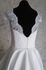 Robe de mariée nature simple col en v foncé avec perle avec manche épeules enveloppants - 3