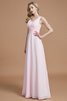 Prinzessin A-Linie Bodenlanges Brautjungfernkleid mit V-Ausschnitt ohne Ärmeln - 4