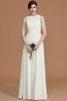 Gerüschtes Natürliche Taile Reißverschluss Bodenlanges Brautjungfernkleid aus Chiffon - 22