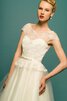 Zeitloses Ärmelloses Schaufel-Ausschnitt Elegantes wadenlanges Brautkleid mit Applike - 3