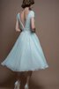 Strand plissiertes Vintage V-Ausschnitt bescheidenes Brautkleid mit gekappten Ärmeln - 2