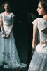 Exquisit A-Line Dehnbarer Satin Brautkleid mit Bordüre mit Kurzen Ärmeln - 2