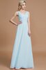 Prinzessin A-Linie Bodenlanges Brautjungfernkleid mit V-Ausschnitt ohne Ärmeln - 23