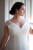 Chiffon gerüschtes legeres stilvolles schlichtes Brautkleid mit gekappten Ärmeln - 3