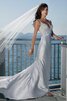 Seeküste V-Ausschnitt Satin Ärmellos romantisches luxus Brautkleid - 1