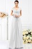 Chiffon Prinzessin Bodenlanges Brautjungfernkleid mit Kurzen Ärmeln mit Drapierung - 29
