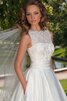 Ärmellos romantisches Elegantes Brautkleid mit Rücken Schnürung mit Bordüre - 3