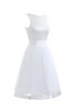 Natürliche Taile Etui Bateau Ausschnitt plissiertes romantisches Brautkleid ohne Ärmeln - 4