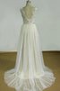 A-Line Zickzack Ausschnitt Vintage tiefer V-Ausschnitt Brautkleid mit Schleife mit Gürtel - 3