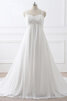 Robe de mariée de traîne courte attrayant cordon avec perles romantique - 1