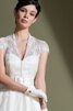 A-Line kurze Ärmeln knöchellanges Brautkleid mit Applike mit gekappten Ärmeln - 3