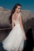 Tüll Schaufel-Ausschnitt knielanges modisches Brautkleid mit gekappten Ärmeln mit Applike - 3