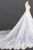 Robe de mariée de traîne moyenne jusqu'au sol populaire avec manche longue naturel - 3