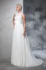 A-Line Hoher Ausschnitt Chiffon Extravagantes Brautkleid ohne Ärmeln - 4