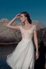 Tüll Schaufel-Ausschnitt knielanges modisches Brautkleid mit gekappten Ärmeln mit Applike - 2