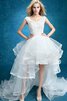Meerjungfrau Stil hoch niedrig Tüll informelles Brautkleid mit Perlen mit Applikation - 3