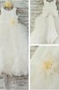 Robe de cortège enfant naturel col u profond de mode de bal avec fleurs en organza - 1