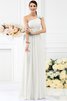 Reißverschluss Chiffon Sittsames Brautjungfernkleid ohne Ärmeln mit Blume - 16