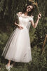 Ehrenvoll Reißverschluss Romantisches Brautkleid aus Tüll mit Applike - 1