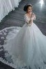 Robe de mariée captivant en tulle avec zip longue naturel - 3