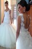 Rückenfreies Zeitloses Ärmelloses Gewinnend Brautkleid mit Plissierungen - 1