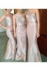 Ärmelloses Normale Taille Meerjungfrau Stil Bodenlanges Brautjungfernkleid aus Satin - 1