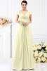 Chiffon Prinzessin Bodenlanges Brautjungfernkleid mit Kurzen Ärmeln mit Drapierung - 8