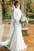 Natürliche Taile Glamourös Romantisches Extravagantes Brautkleid mit V-Ausschnitt - 1