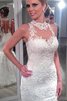 Seeküste Tüll Meerjungfrau Stil Einfaches Brautkleid mit Hohem Kragen - 1