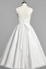 Robe de mariée plissé vintage en satin ceinture en étoffe avec perle - 2