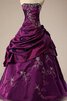 Satin gesticktes plissiertes Perlenbesetztes Quinceanera Kleid aus Organza mit Bordüre - 1