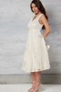 A-Linie V-Ausschnitt wadenlanges Brautkleid mit Bordüre mit Applikation - 3