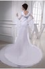 Reißverschluss Gesticktes V-Ausschnitt Brautkleid aus Chiffon mit Kapelle Schleppe - 2